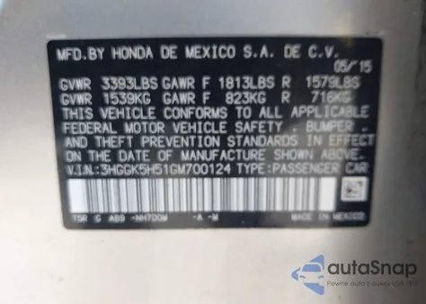 2016 Honda Fit Lx from USA, damaged, VIN 3HGGK5H51GM700124